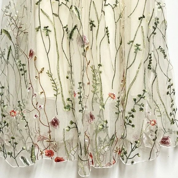 NWT RIHOAS "High Waisted Floral Embroidery A-line Midi Skirt" Sz XS - Picture 3 of 8